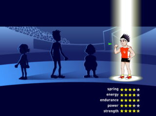 플래시 달리기 게임 선수를 고르는 장면 남자 캐릭터를 골랐다.