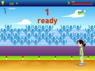 여자 캐릭터 달릴 준비를 하는중