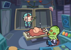 외계생물 장비 실험실 침대