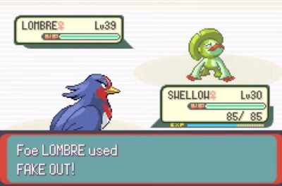 포켓몬스터 3세대 에메랄드 게임하기 스왈로 전투 화면