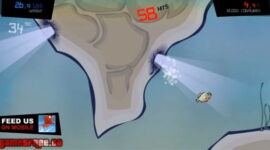 밝은 수중 공간에서 작은 생물과 숫자 표시가 함께 배치된 화면