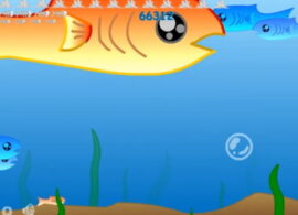 물고기 키우기 게임을 하면서 거대하게 성장한 물고기