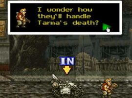 메탈슬러그 램페이지 2 + 타르마 + 캐릭터 대사 창이 떠 있는 스토리 진행 화면