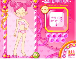 슈의 뷰티메이커 옷입히기 게임에서 말풍선으로 미션이 제시된 화면