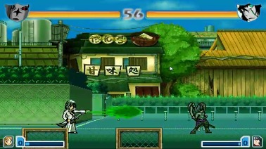 나루토 블리치 3.6 게임 내에서 원거리 공격 기술 이펙트가 발생하는 실시간 대전 장면