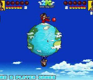 지구본 모양에서 교전을 하는 주인공들